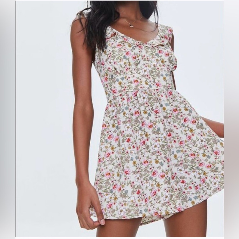 Forever 21 One Shoulder Floral Dress - Pink and Brown